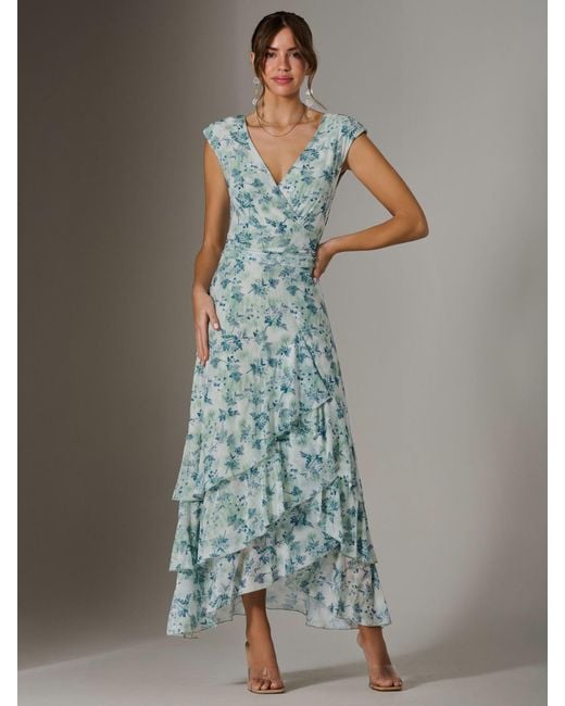 Jolie Moi Green Sleeveless Ruffle Midi Dress