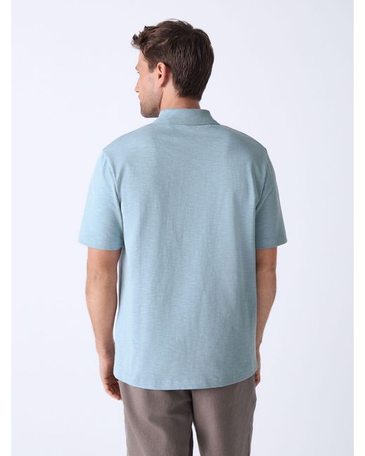 Next Blue 100% Cotton Short Sleeve Slub Polo Shirt for men