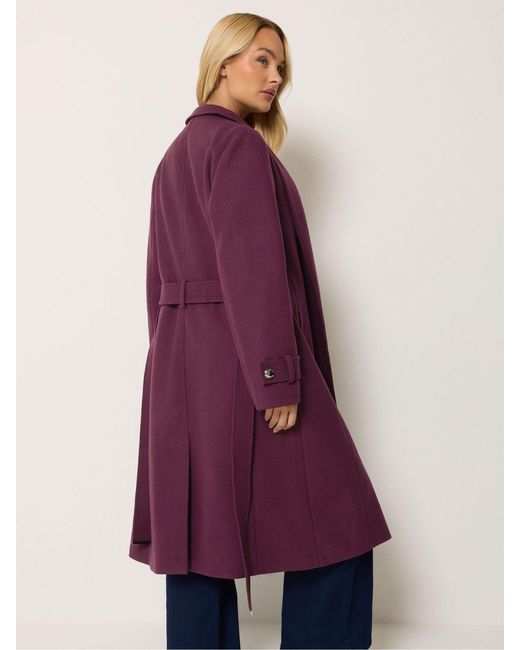 M Com Purple Glam Belted Open Front Coat