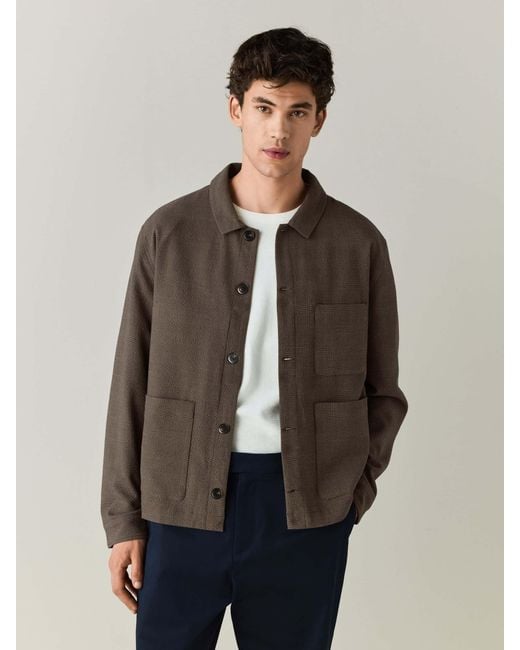 Next Brown N. Premium Check Chore Jacket for men