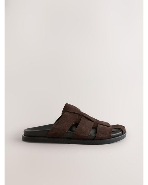 Next Brown N. Premium Suede Gladiator Sandals for men
