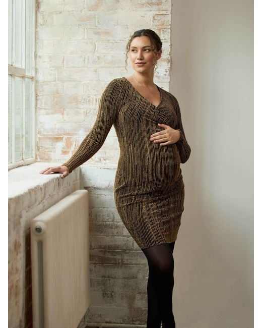 Jojo Maman Bb Women's Brown Maternity Wrap Sparkle Mini Dress