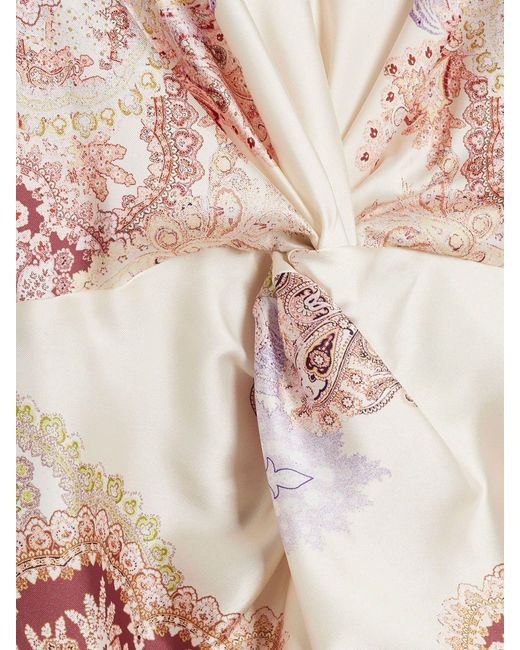 River Island White Bedrucktes Kleid Mit V-Ausschnitt Und Verdrehter Vorderseiteeu 34 (Uk 6)
