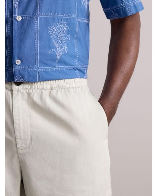 Next Natural Premium Soft Touch Linen Blend Elasticated Waist Shorts for men