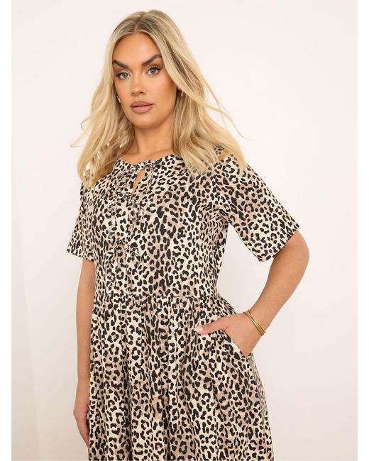 Yours Curve Natural Bow Front Throw On 100% Cotton Dress