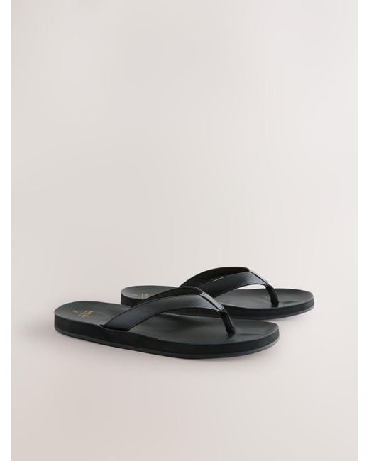 Next Black Leather Flip Flops for men