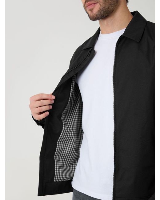 Threadbare Black Showerproof Lightweight Collared Zip Through Jacket for men