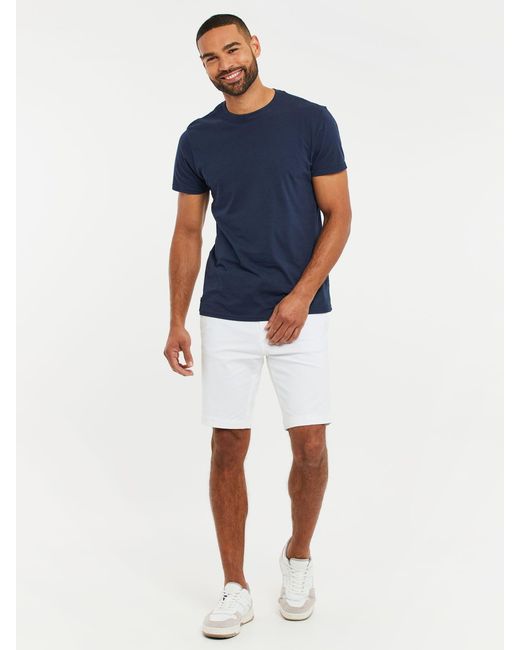 Threadbare White Belted Chino Shorts for men
