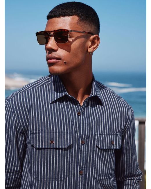 Next Blue Stripe Cotton Long Sleeve 100% Cotton Shirt for men