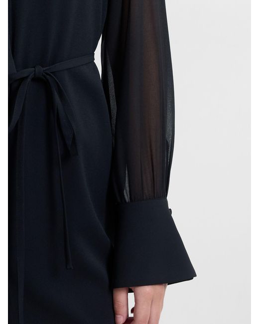 French Connection Blue Arezzo Tie-Neck Shirt Dress