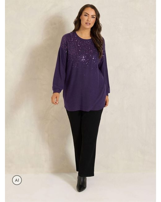 Evans Purple Sequin Embellished Top