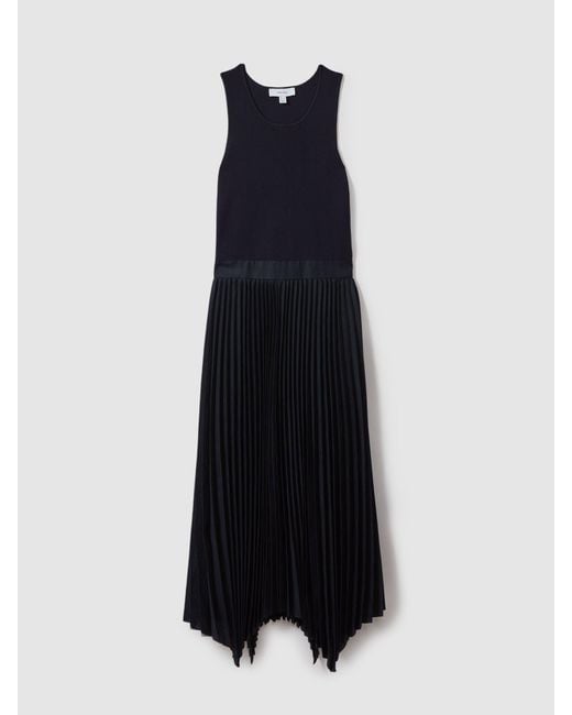 Reiss Blue Marnie - Navy Knit Hybrid Midi Dress, Xs