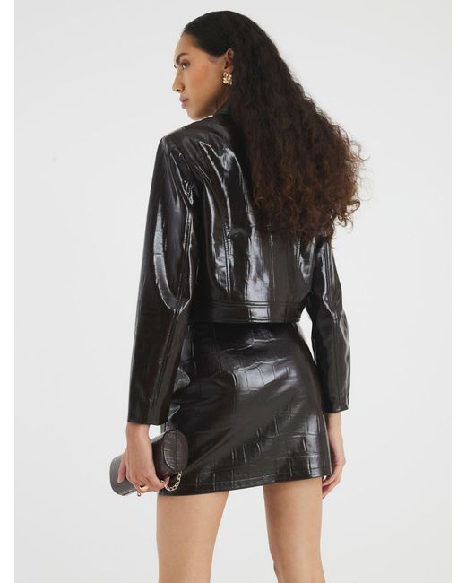 River Island Pink Faux Leather Button Detail Asymmetric Mini Skirt