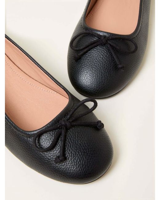 FatFace Black Fatface Leather Ballerina Pump