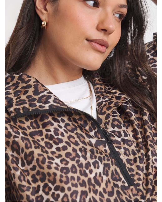 Simply Be Brown Simply Be Leopard Print Overhead Rain Jacket