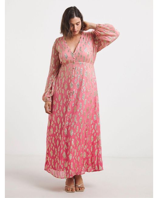 Simply Be Pink Ombre Jacquard Maxi Dress
