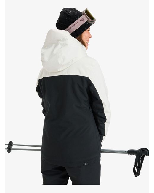 Roxy White Monochrome Free Jet Block Ski Jacket