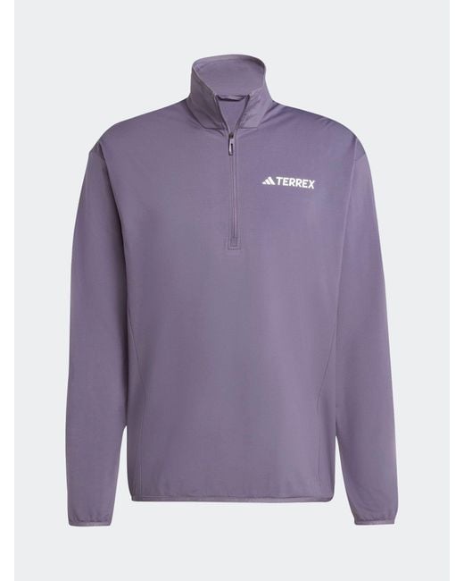 Adidas Originals Purple Adidas Terrex Multi Climawarm Half-Zip Tech Fleece Jacket for men