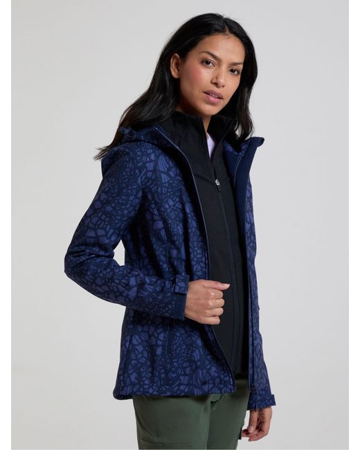 Mountain Warehouse Blue Exodus Printed Water Resistant Softshell Jacket