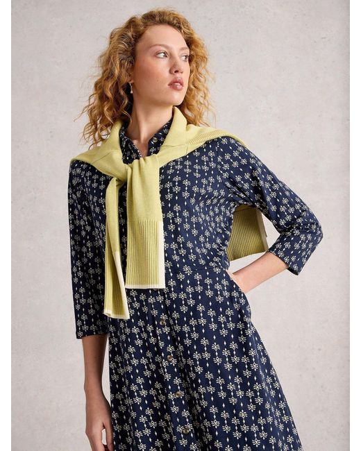 White Stuff Blue Rua Jersey Shirt Dress