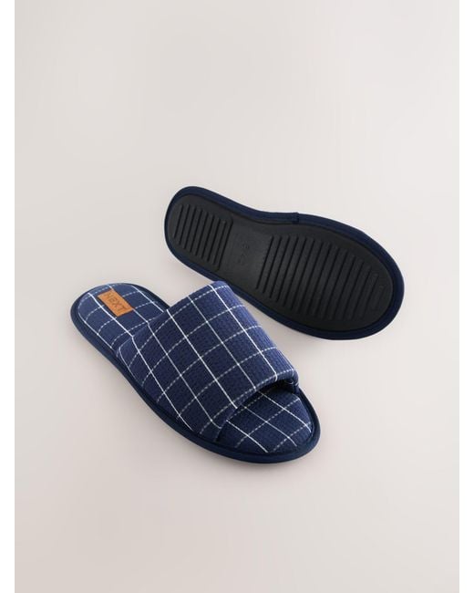 Next Blue Slim Sole Slipper Sliders for men