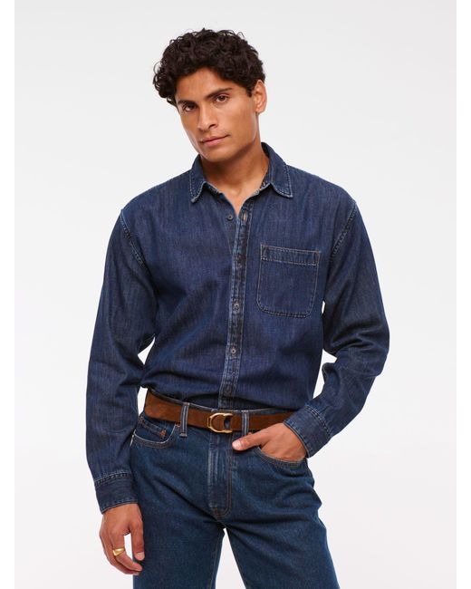 Abercrombie & Fitch Blue Denim Button-Up Shirt for men