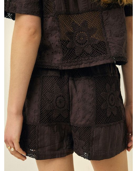 Next Brown N. Premium Crochet Patchwork Shorts