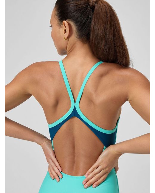 Speedo Blue Solid Racerback Swimsuit