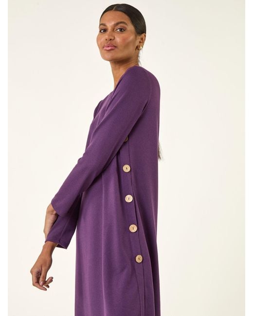 Roman Purple Side Button Detail Shift Dress