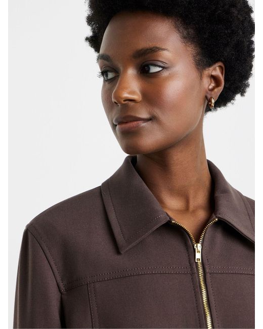 JD Williams Brown Zip Front Herringbone Jacket