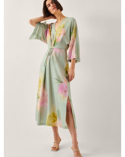 Monsoon Green Jane Floral Print Midi Dress