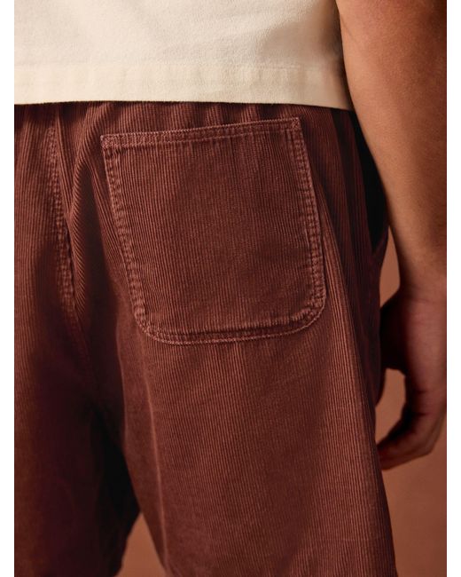 Next Brown Corduroy Elasticated Waist Shorts for men