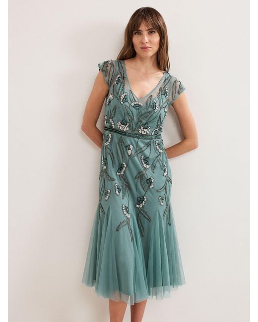 Phase Eight Green Evonne Beaded Dress