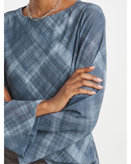 JD Williams Blue Slash Neck Flared Sleeve Top