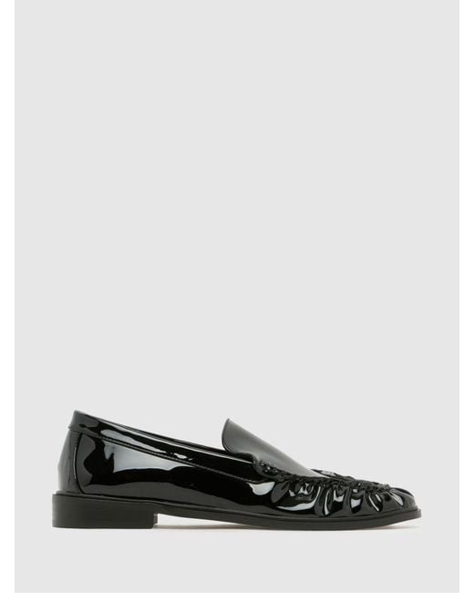 Schuh White Lorena Cleane, Geraffte Loafer