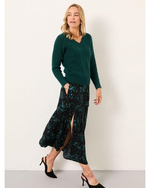FatFace Green Fatface Skye Midi Skirt