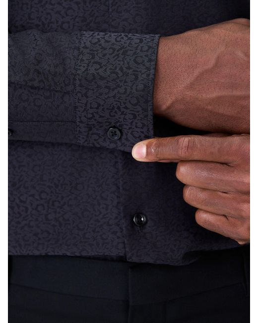 Next Black Regular Fit Geometric Print Long Sleeve Smart Shirt for men