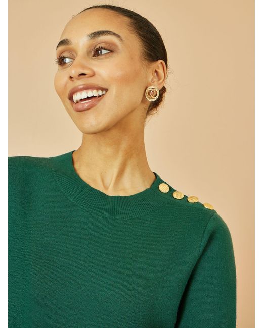 Yumi' Green Knitted Tunic Dress With Hardware Details