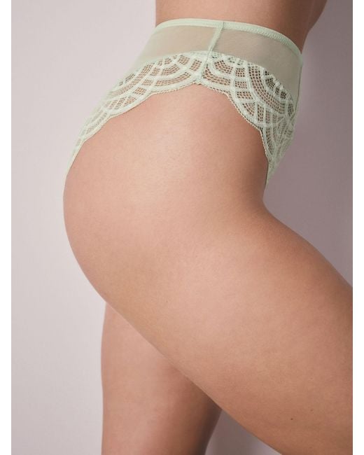Next Green High Rise High Leg Lace Knickers 2 Pack