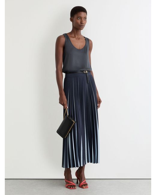 Reiss Blue Ruby - Navy Silk-front Cami Top, S