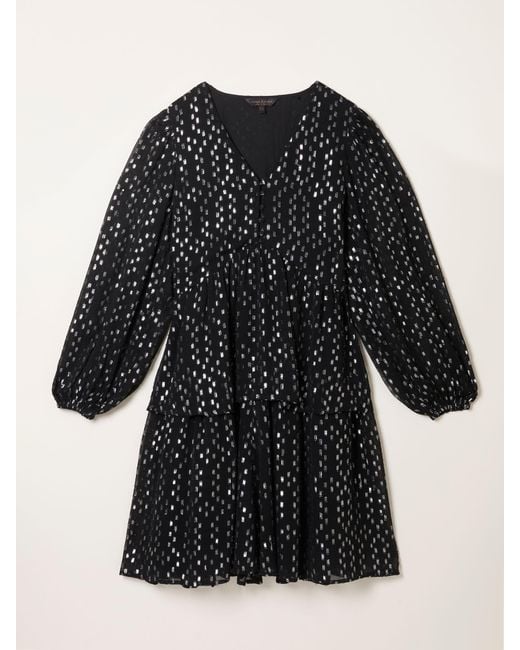 FatFace Black Fatface Lenny Metallic Mini Dress