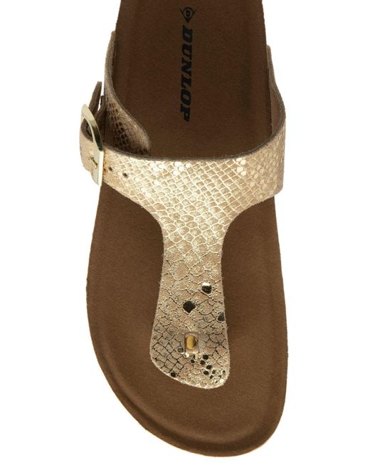 Dunlop Brown Leather Toe-Post Sandals