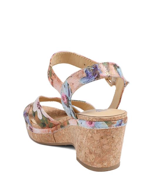 Pavers Pink Patterned Cork Wedge Platform Sandals