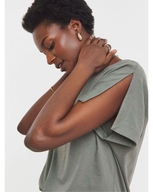 JD Williams Gray Crew Neck Split Sleeve Cotton T-Shirts 2 Pack