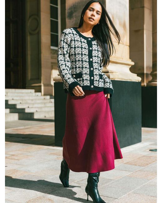 Roman Green Petite Stretch Waist Knit Midi Skirt