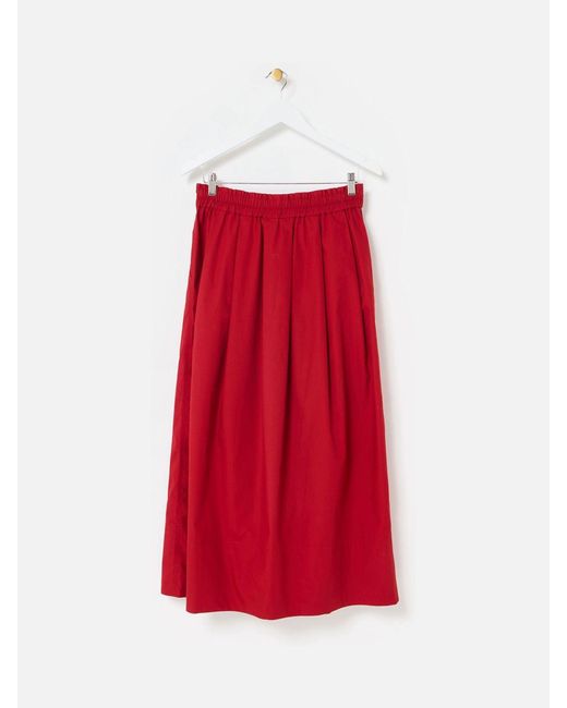 Oliver Bonas Red Elasticated Waist Midi Skirt