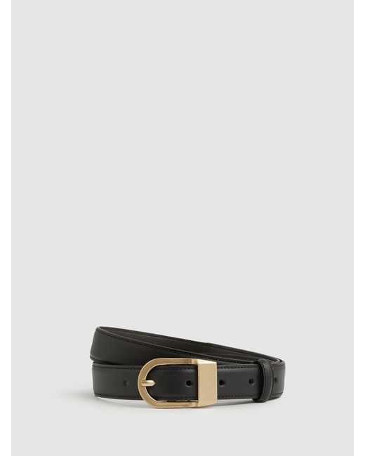 Reiss White Hazel Leather Curved-Buckle Belt