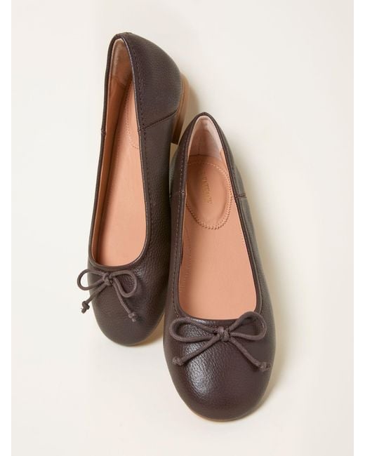 FatFace Natural Fatface Leather Ballerina Pump