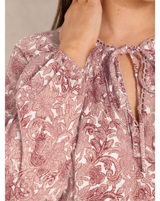Evans Pink Metallic Boho Top