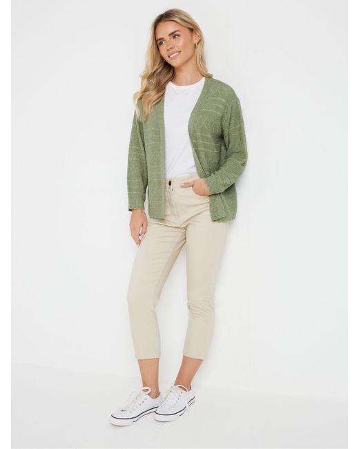 M Com Green Strickjacke Mit Zierband, Petiteeu 40-42 Petite (Uk 12-14 P)